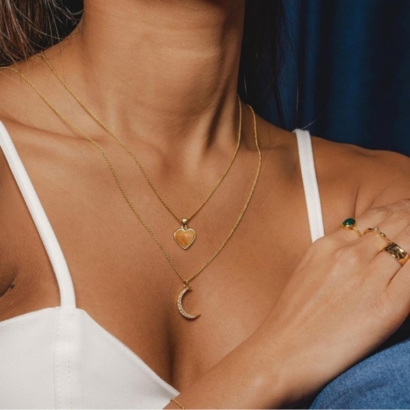 Gold 14k Gold Plated Sunstone Heart Necklace - Picture 1 of 5